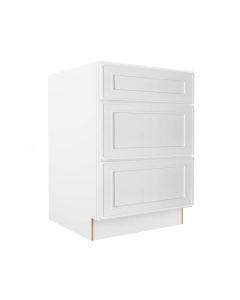 Craftsman White Shaker 3 Drawer Base Cabinet 24" Madison - RTA Cabinet Company