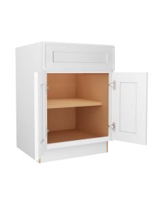 Craftsman White Shaker B24 - Double Door / Single Drawer Base Cabinet Madison - RTA Cabinet Company