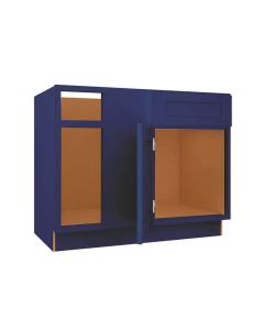Navy Blue Shaker Blind Base Corner Cabinet 36" Left Madison - RTA Cabinet Company