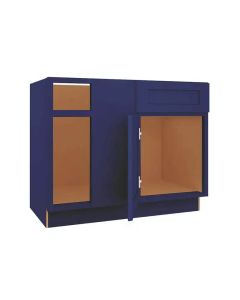 Navy Blue Shaker Blind Base Corner Cabinet 42" Left Madison - RTA Cabinet Company