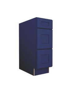 Navy Blue Shaker Three Drawer Base Cabinet 12" Madison - RTA Cabinet Company