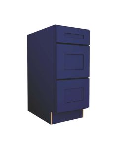 Navy Blue Shaker Three Drawer Base Cabinet 15" Madison - RTA Cabinet Company