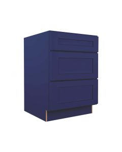 Navy Blue Shaker Three Drawer Base Cabinet 24" Madison - RTA Cabinet Company