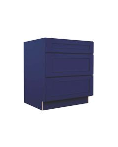 Navy Blue Shaker Three Drawer Base Cabinet 30" Madison - RTA Cabinet Company