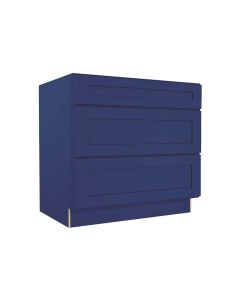 Navy Blue Shaker Three Drawer Base Cabinet 36" Madison - RTA Cabinet Company