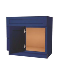 Navy Blue Shaker Vanity Sink Base Drawer Left Cabinet 30"W Madison - RTA Cabinet Company