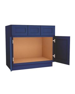 Navy Blue Shaker Vanity Sink Base Cabinet with Drawers 42"W Madison - RTA Cabinet Company