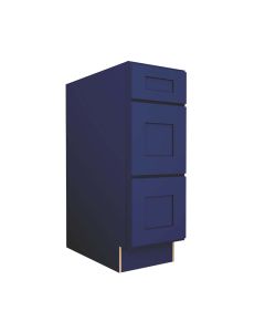 Navy Blue Shaker Vanity Three Drawer Base Cabinet 12"W Madison - RTA Cabinet Company