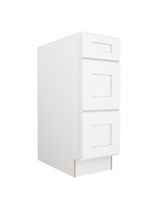 Summit Shaker White Three Drawer Base Cabinet 12" Madison - RTA Cabinet Company