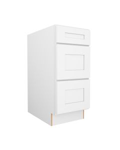 Summit Shaker White Three Drawer Base Cabinet 15" Madison - RTA Cabinet Company