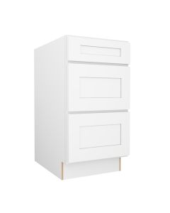 Summit Shaker White Three Drawer Base Cabinet 18" Madison - RTA Cabinet Company