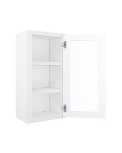 Craftsman White Shaker Wall Open Frame Glass Door Cabinet 18"W x 30"H Madison - RTA Cabinet Company