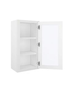 Craftsman White Shaker Wall Open Frame Glass Door Cabinet 18"W x 36"H Madison - RTA Cabinet Company