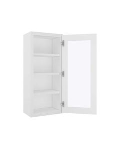 Craftsman White Shaker Wall Open Frame Glass Door Cabinet 18"W x 42"H Madison - RTA Cabinet Company
