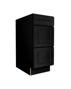 Craftsman Black Shaker 3 Drawer Base Cabinet 12" Madison - RTA Cabinet Company