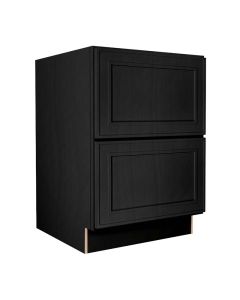 Craftsman Black Shaker 2 Drawer Base Cabinet 24" Madison - RTA Cabinet Company