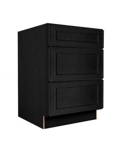 Craftsman Black Shaker 3 Drawer Base Cabinet 24" Madison - RTA Cabinet Company