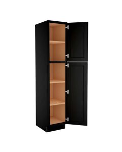 Craftsman Black Shaker Utility Cabinet 18"W x 90"H Madison - RTA Cabinet Company