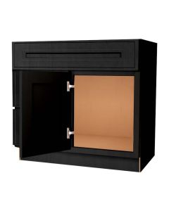 Craftsman Black Shaker Vanity Sink Base Drawer Left Cabinet 30" Madison - RTA Cabinet Company