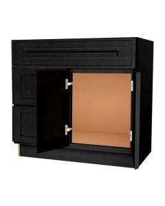 Craftsman Black Shaker Vanity Sink Base Drawer Left Cabinet 36" Madison - RTA Cabinet Company