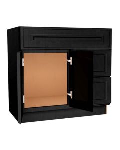 Craftsman Black Shaker Vanity Sink Base Drawer Right Cabinet 36" Madison - RTA Cabinet Company