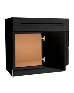 Craftsman Black Shaker Vanity Sink Base Drawer Right Cabinet 30" Madison - RTA Cabinet Company
