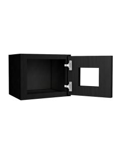 Craftsman Black Shaker Wall Glass Door Cabinet with Finished Interior 15" x 12" Madison - RTA Cabinet Company