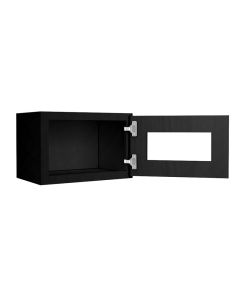 Craftsman Black Shaker Wall Beveled Glass Door with Finished Interior 18" x 12" Madison - RTA Cabinet Company