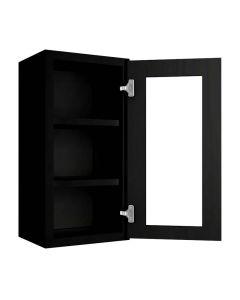 Craftsman Black Shaker Wall Open Frame Glass Door Cabinet 15"W x 30"H Madison - RTA Cabinet Company