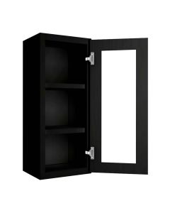 Craftsman Black Shaker Wall Open Frame Glass Door Cabinet 15"W x 36"H Madison - RTA Cabinet Company