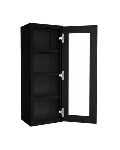 Craftsman Black Shaker Wall Open Frame Glass Door Cabinet 15"W x 42"H Madison - RTA Cabinet Company
