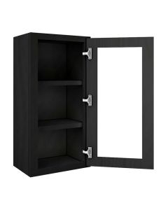 Craftsman Black Shaker Wall Open Frame Glass Door Cabinet 18"W x 30"H Madison - RTA Cabinet Company