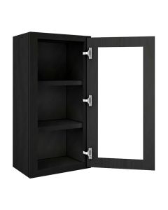 Craftsman Black Shaker Wall Open Frame Glass Door Cabinet 18"W x 36"H Madison - RTA Cabinet Company