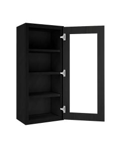 Craftsman Black Shaker Wall Open Frame Glass Door Cabinet 18"W x 42"H Madison - RTA Cabinet Company