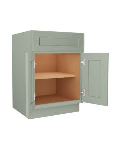 Craftsman Lily Green Shaker B24 - Double Door / Single Drawer Base Cabinet Madison - RTA Cabinet Company