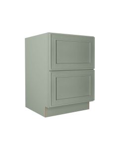 Craftsman Lily Green Shaker 2 Drawer Base Cabinet 24" Madison - RTA Cabinet Company