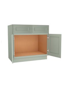 Craftsman Lily Green Shaker Vanity Sink Base Cabinet 36" Madison - RTA Cabinet Company