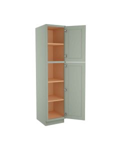 Craftsman Lily Green Shaker Vanity Linen Utility Cabinet 18"W x 80"H Madison - RTA Cabinet Company