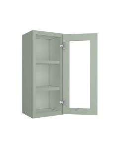 Craftsman Lily Green Shaker Wall Open Frame Glass Door Cabinet 15"W x 36"H Madison - RTA Cabinet Company