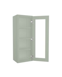 Craftsman Lily Green Shaker Wall Open Frame Glass Door Cabinet 15"W x 42"H Madison - RTA Cabinet Company