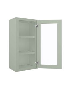 Craftsman Lily Green Shaker Wall Open Frame Glass Door Cabinet 18"W x 30"H Madison - RTA Cabinet Company