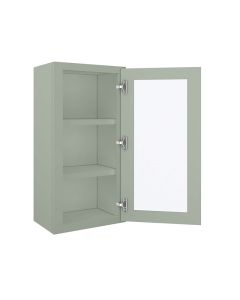 Craftsman Lily Green Shaker Wall Open Frame Glass Door Cabinet 18"W x 36"H Madison - RTA Cabinet Company