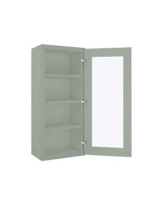 Craftsman Lily Green Shaker Wall Open Frame Glass Door Cabinet 18"W x 42"H Madison - RTA Cabinet Company