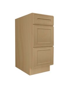 Craftsman Natural Shaker 3 Drawer Base Cabinet 12" Madison - RTA Cabinet Company