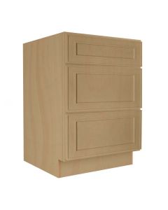 Craftsman Natural Shaker 3 Drawer Base Cabinet 24" Madison - RTA Cabinet Company