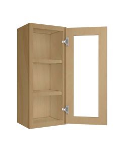 Craftsman Natural Shaker Wall Open Frame Glass Door Cabinet 15"W x 36"H Madison - RTA Cabinet Company