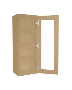 Craftsman Natural Shaker Wall Open Frame Glass Door Cabinet 15"W x 42"H Madison - RTA Cabinet Company