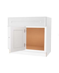 Craftsman White Shaker Vanity Sink Base Drawer Left Cabinet 30" Madison - RTA Cabinet Company