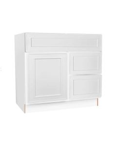 Craftsman White Shaker Vanity Sink Base Drawer Right Cabinet 30" Madison - RTA Cabinet Company