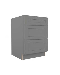 Grey Shaker Elite Three Drawer Base Cabinet 24" Madison - RTA Cabinet Company